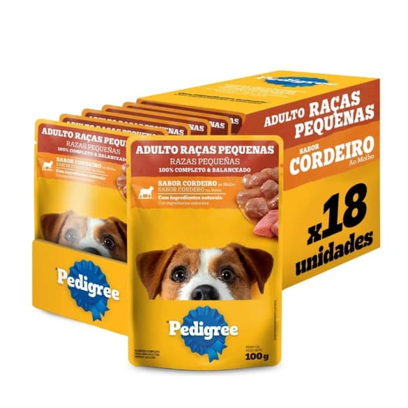 KIT SACHÊ PEDIGREE 18 UNIDADES RAÇAS PEQUENAS CORDEIRO AO MOLHO