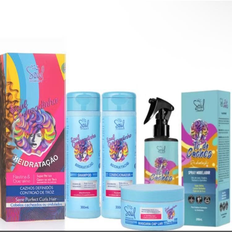 Kit Soul Cosméticos Cacheadinha Reidratação+Spray modelador To de Cachos