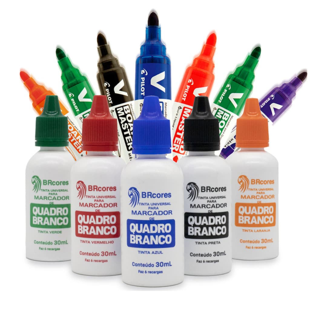 KIT- Pincel V-board Master + Tinta Marcador p/ Quadro Branco 30 ML