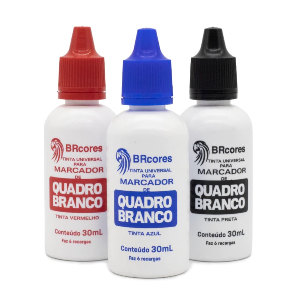 KIT - 3 Cores Tinta Marcador P/ Quadro Branco - 30ML cada