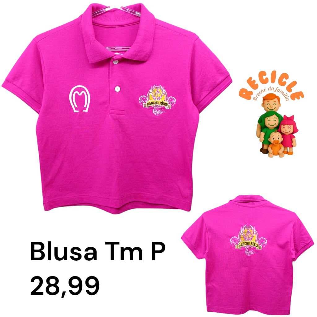 Blusa Polo Cropped Rosa - Recicle Mamãe & Bebê