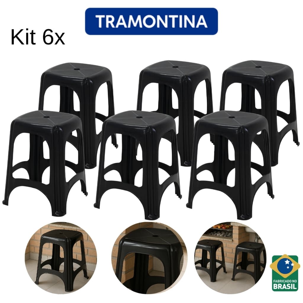 Conjunto De 6 Banquetas Resistentes  Até 100kg Tramontina