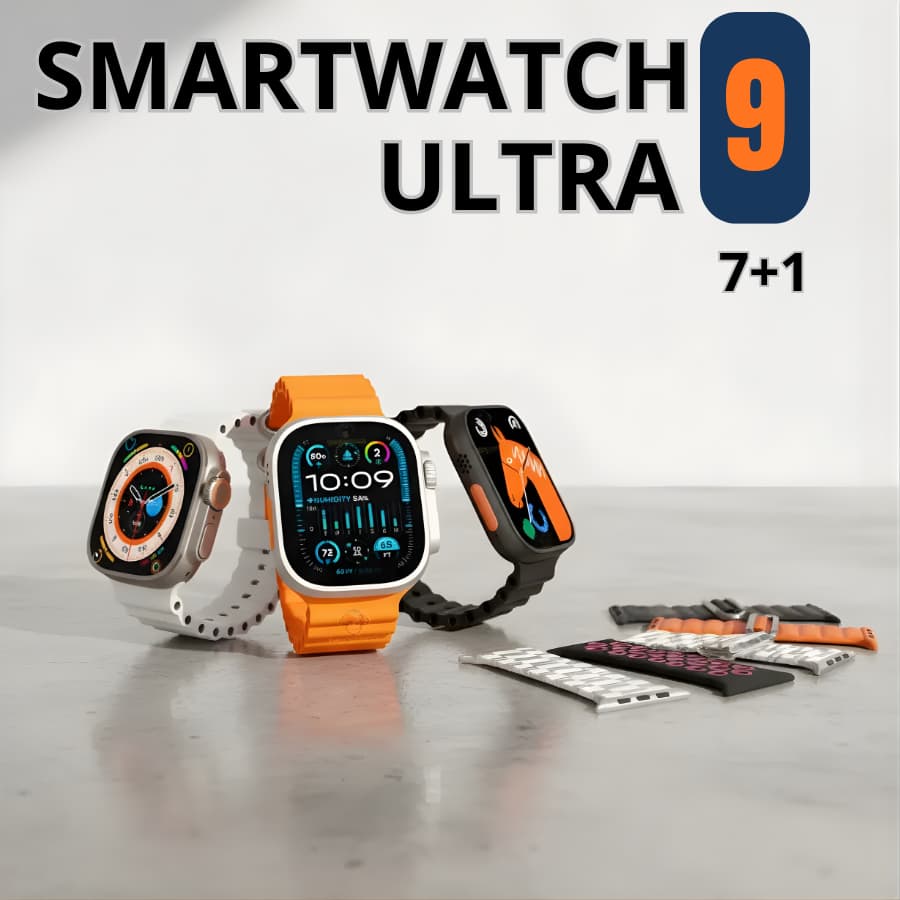 Smartwatch 9 Ultra Completo + 7 Pulseiras + Película + Case | NFC | Compatível Android e iOS | Envio Imediato