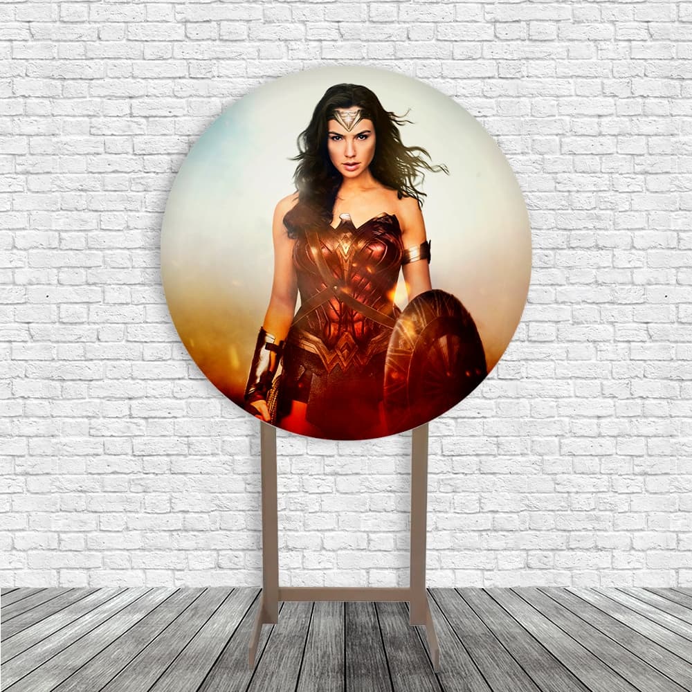 Painel Redondo Decorativo Painel de Mesa Heroína Super Mulher