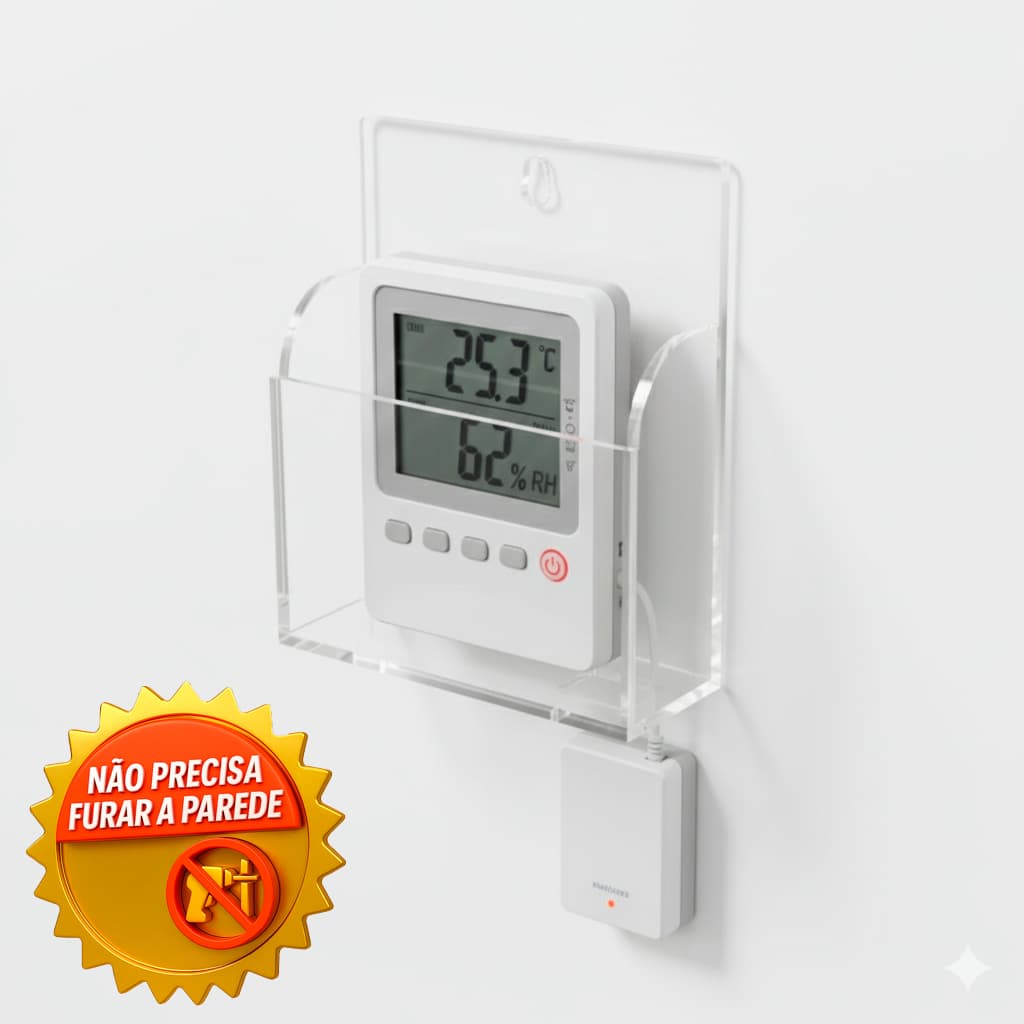 suporte de acrílico para Termômetro Temperatura Máxima E Mínima Controlador Temperatura acrílico com fixação adesiva