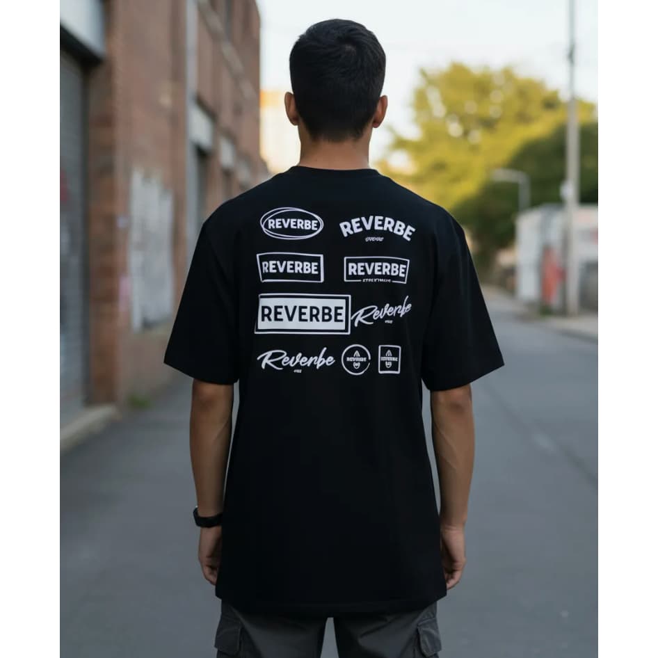 Camiseta Oversized Estampada Preta Street Algodão Premium Logos Reverbe