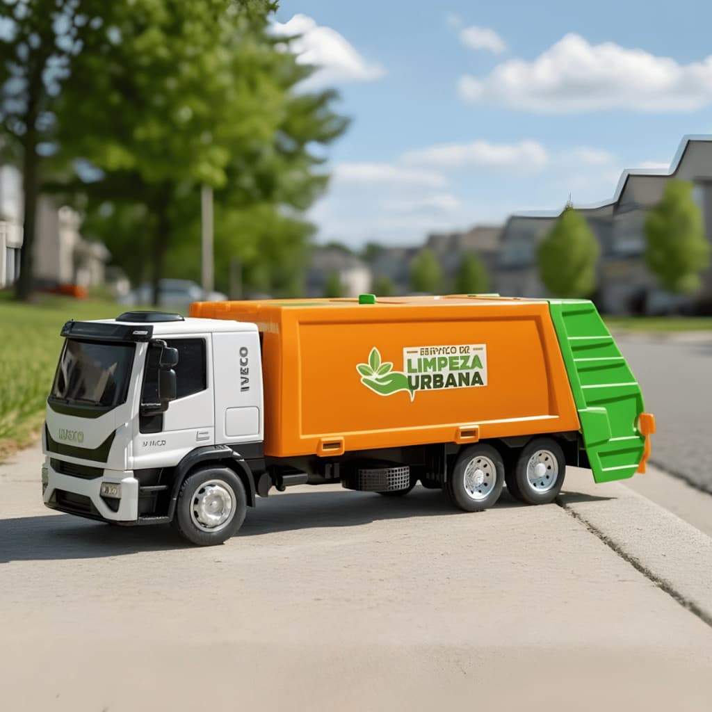 Brinquedo Caminhão Iveco Coletor de Lixo Urbano Miniatura Realista