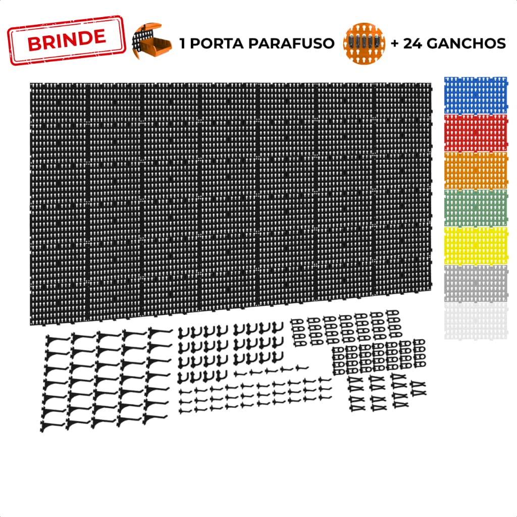Painel Suporte Porta Ferramentas Organizador Parede Perfurado 207x104 + Brindes