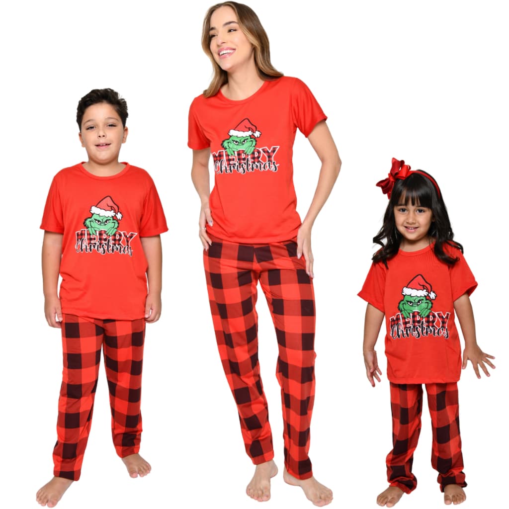 Kit 2 Pijamas Conjunto Manga Curta E Calça Mãe e Filha ou Filho Adulto e Infantil Confortável