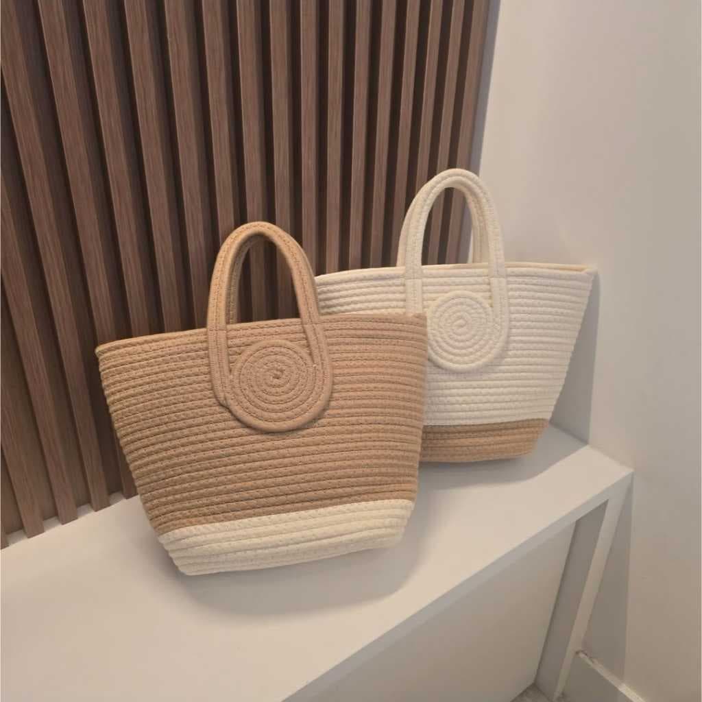 Bolsa Feminina Design Espiral Elegante Praia Casual da Moda Alça de Mão Fecho Zíper Linda Verão Luxo