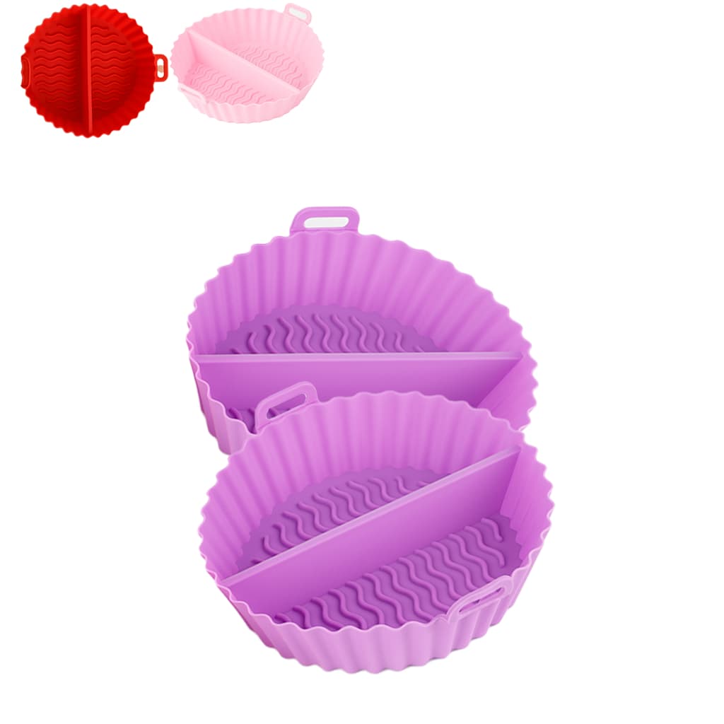 Kit 2 Formas Silicone Air Fryer Forno Microondas Assadeiras Antiaderente Flexível Divisória Multiuso