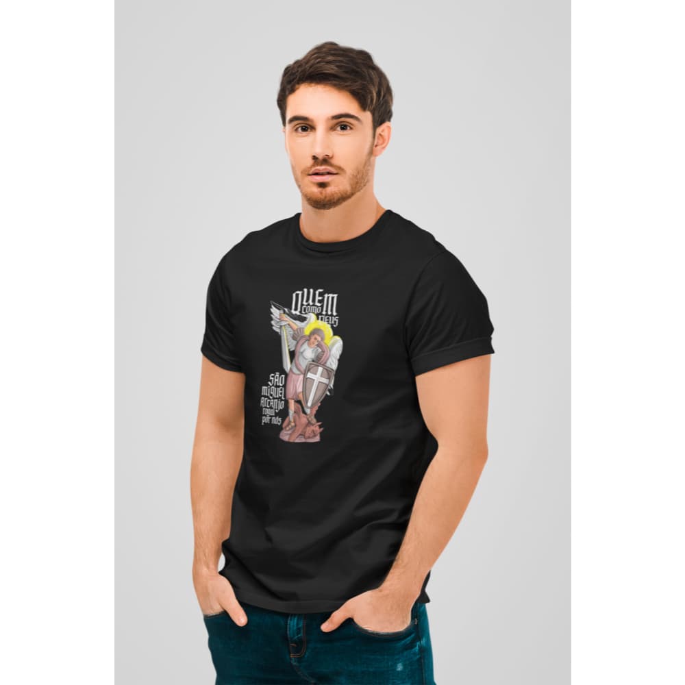 Camiseta Stretwear Católica Arcanjo Miguel 100% Algodão Unissex Blusa