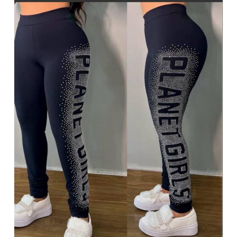 Calça Legging Planet  Girls   Cintura Alta Leg Letreiro Moda Gringa ( Estampas Variadas)