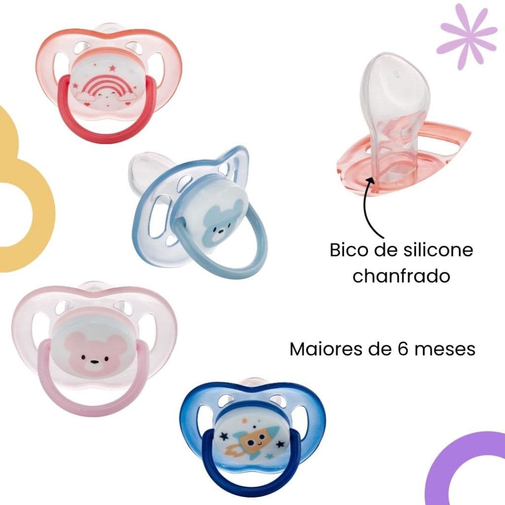 Chupeta bico anatômico de silicone bebê urso Plasútil