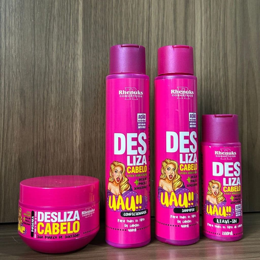 Kit Capilar 4 Itens Desliza Cabelo - Hidratação Maciez Sedosidade Desliza Anti frizz - Rhenuks - Kit com 4 itens