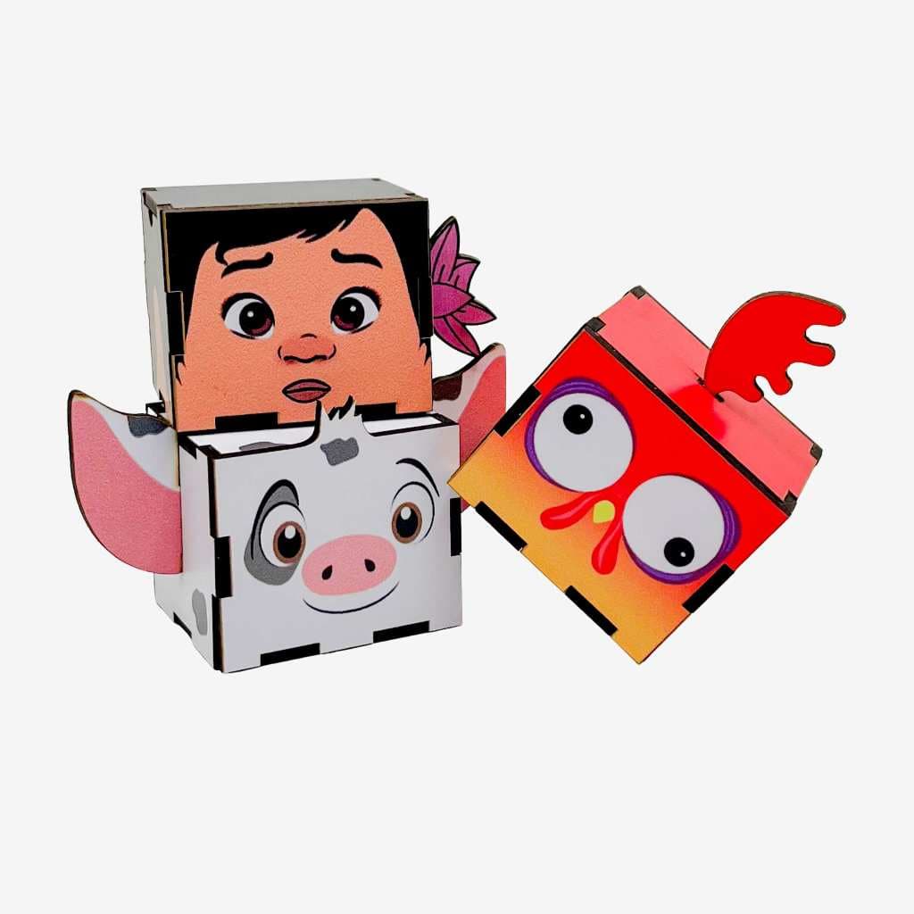 5/10/15/20PCS Mini Cubos Moana Baby em MDF - Lembrancinha Porta Bombom Caixinha