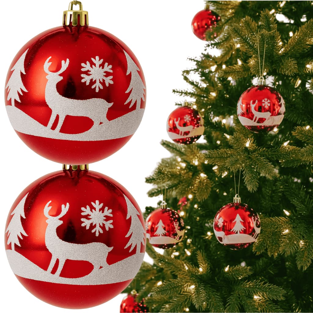 Kit 6 Bolas De Natal 8cm na Cor Vermelha Para Pendurar Na Árvore Natalina Festa Enfeite Decoração Luxo Chique Ornamento
