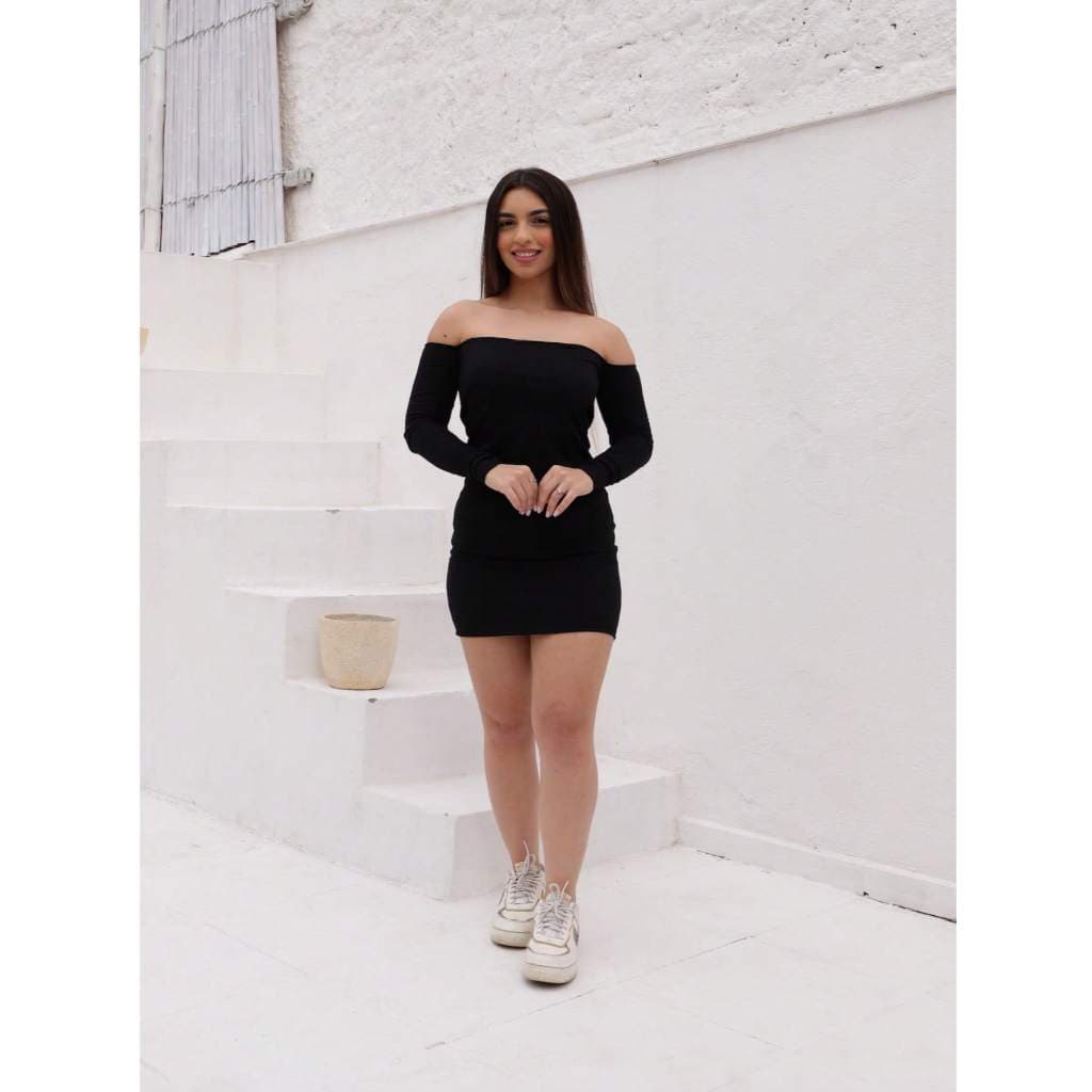 Vestido Ombro a Ombro Justo Preto – Elegância Casual do PP ao GG Confortável e Estiloso Moda Gringa Balada Festa Casual