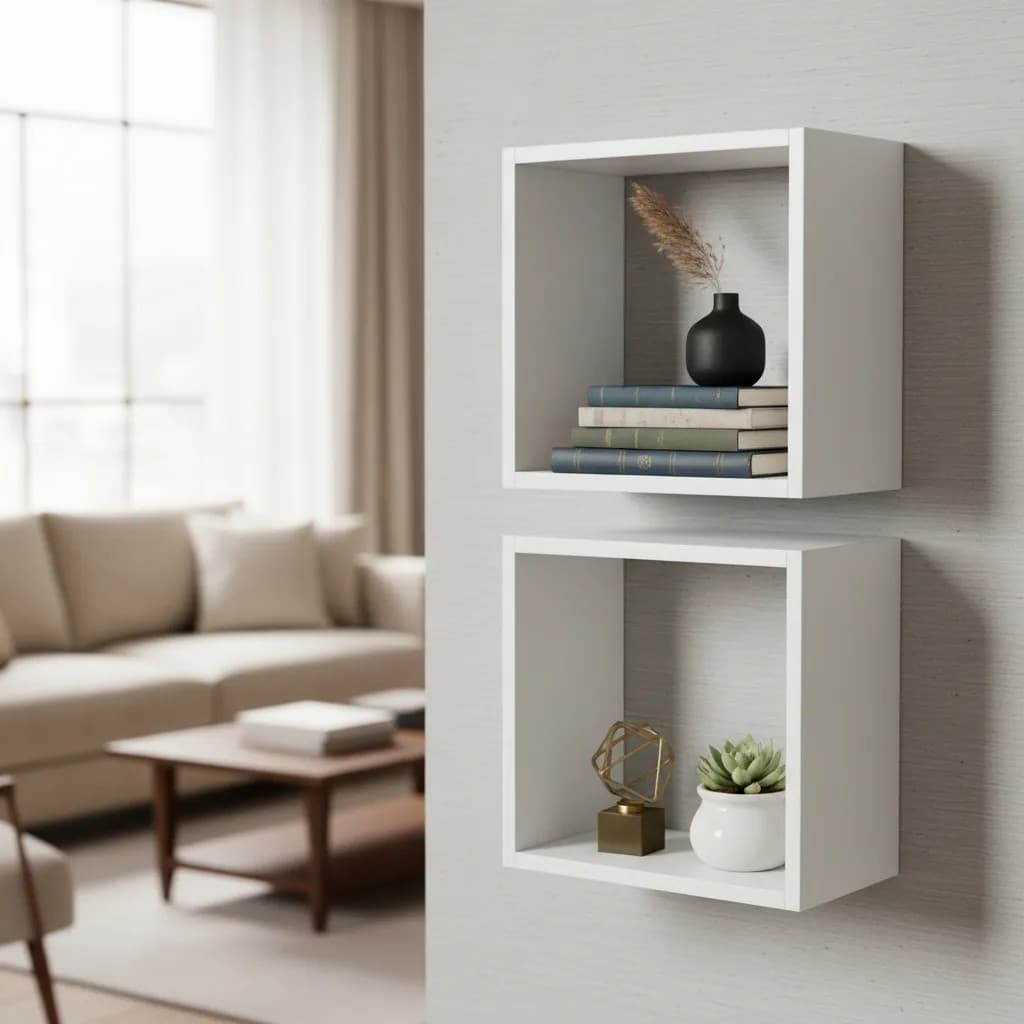 Kit 2 Nichos 25x25 MDF com 15cm profundidade Quarto Sala Banheiro Casa Decoração Flutuante Fotos Moderno
