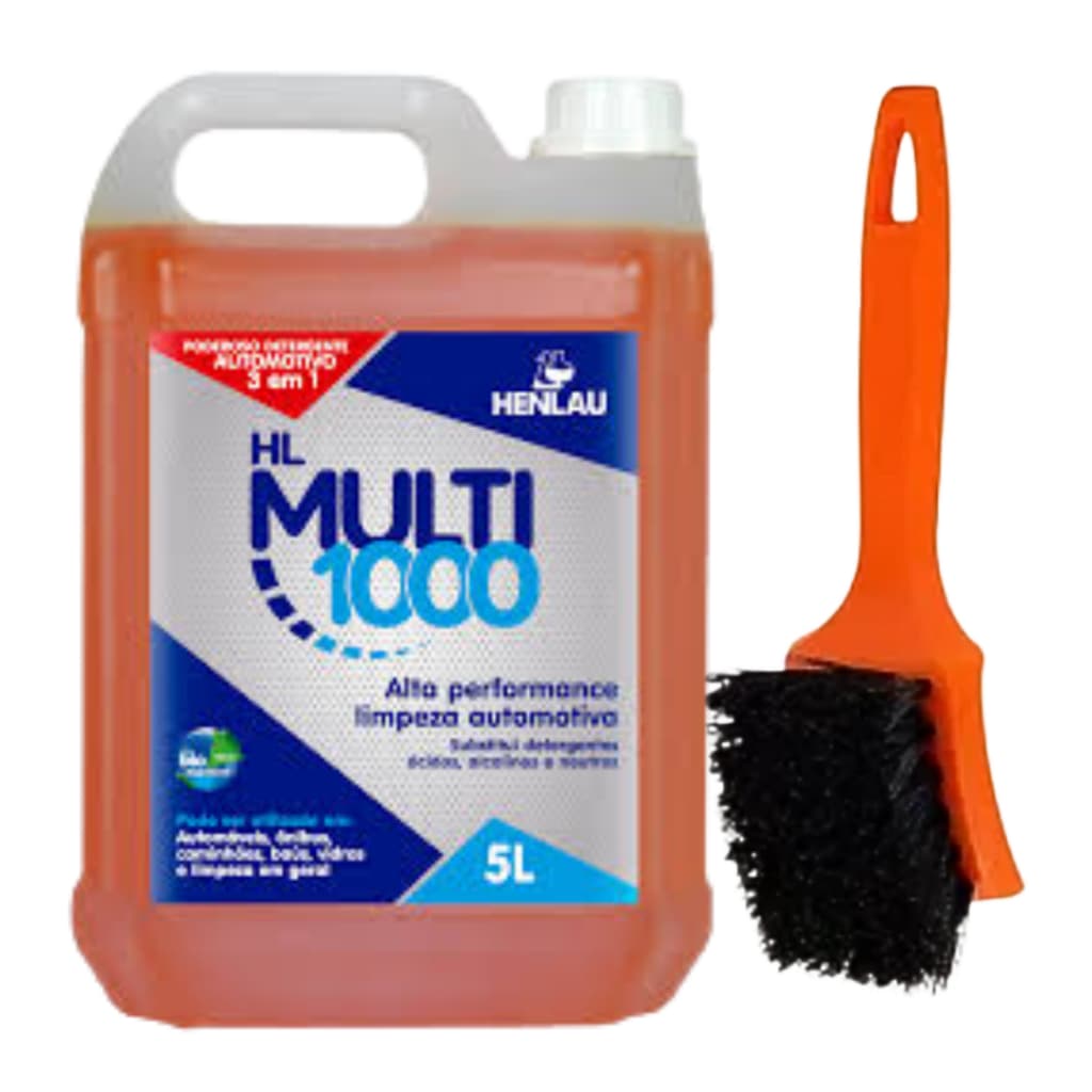 Multi 1000 Detergente 3 em 1 Henlau Automotivo 5L + Escova