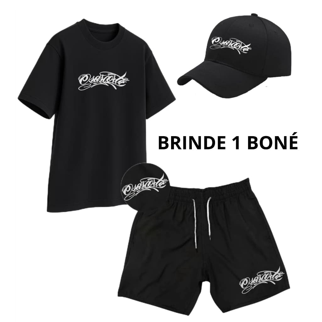 KIT BERMUDA SHORTS TACTEL ELASTANO  E CAMISETA ALGODÃO GRAU CORTE OSASCORTE MOTO LANÇAMENTO 1 BONÉ DE BRINDE