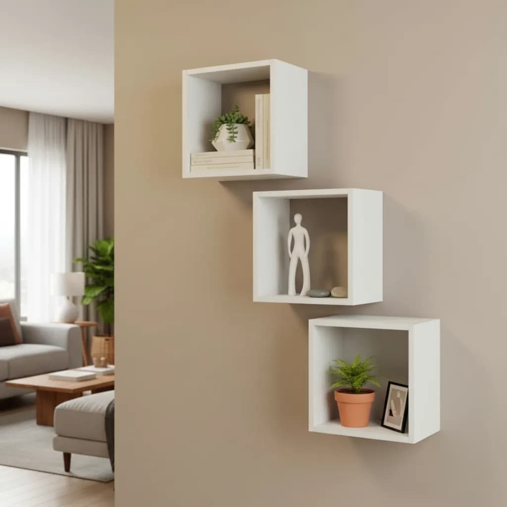 Kit 3 Nichos 25x25 MDF com 15cm profundidade Quarto Sala Banheiro Casa Decoração Flutuante Fotos