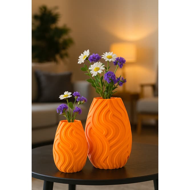 Kit de Vasos Decorativos Coleção Golden Wave. (Tamanhos: 15 cm e 20 cm)