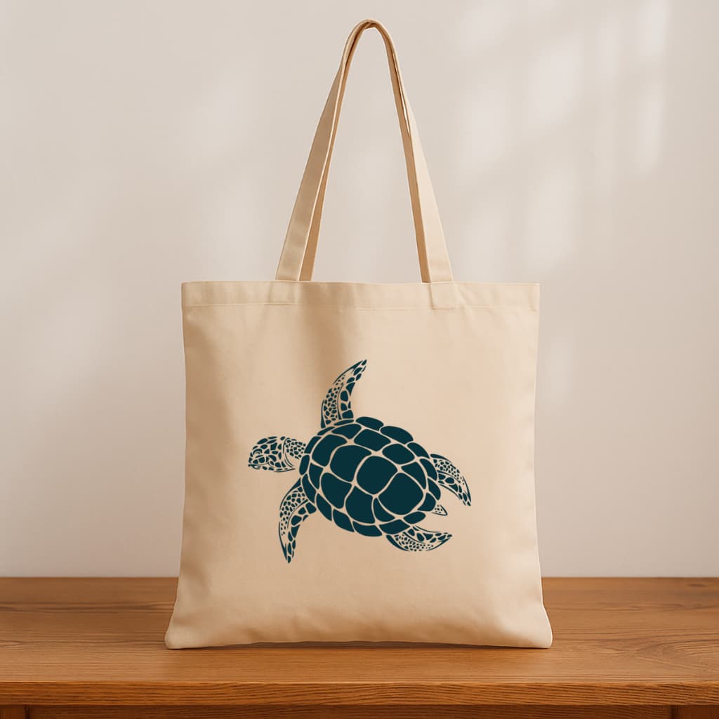 Ecobag Estampada Tartaruga Marinha | Bolsa Algodão Cru Ecológica | Sustentável e Reutilizável