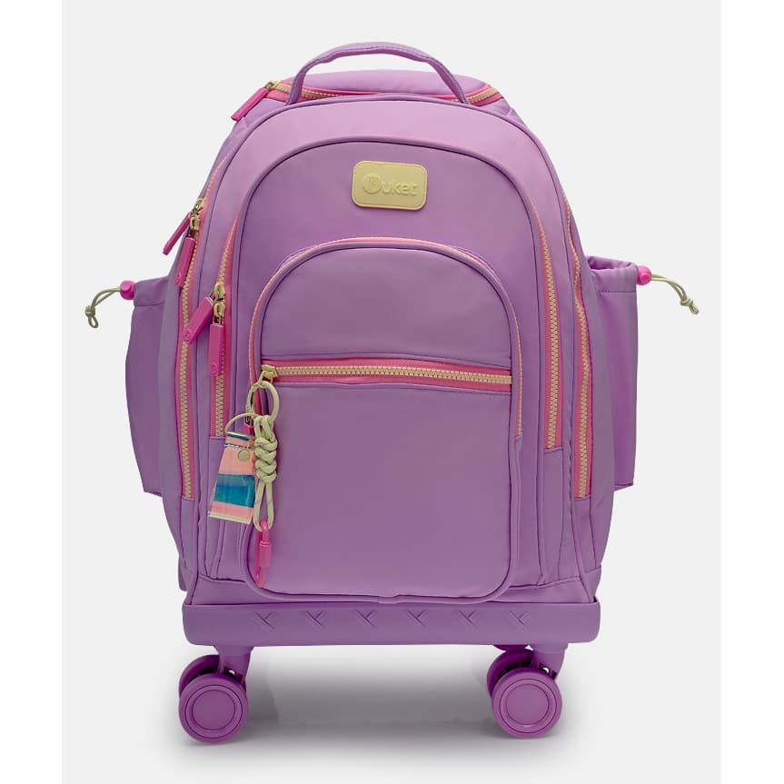 Mochila Mala de Viagem Feminina 40 Litros com Rodinhas 360 Alças de Transporte Lilás Puket