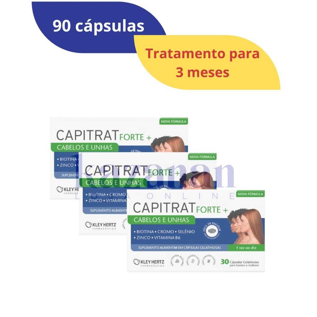 Capitrat cabelos e unhas 90 Cápsulas - Produto original - Kit tratamento para 3 meses