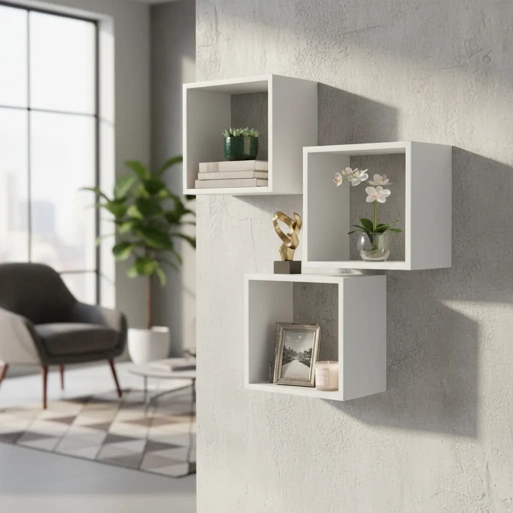 Kit 3 Nichos 20x20 MDF com 15cm profundidade Quarto Sala Banheiro Casa Decoração Flutuante Fotos