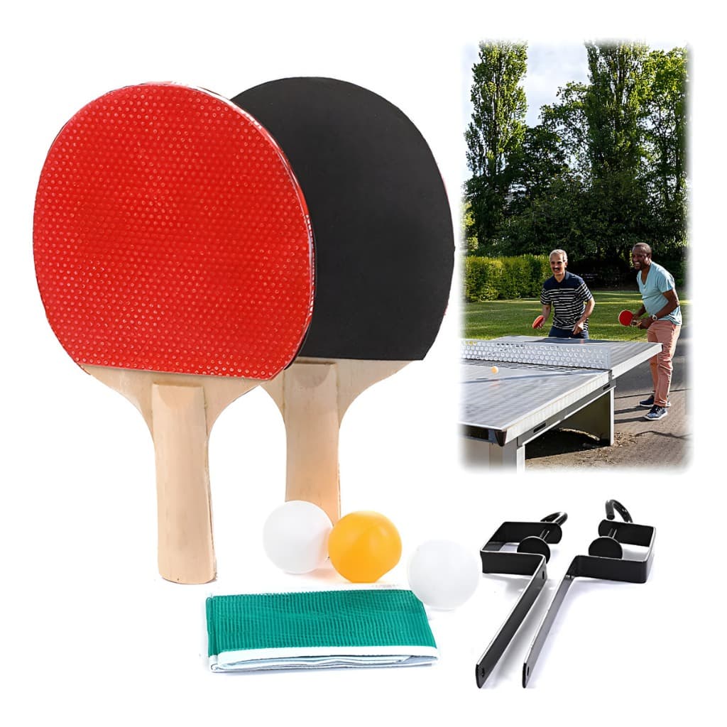 Kit Ping Pong Tênis de Mesa Com 2 Raquetes + 3 Bolinhas + Rede Jogo Recreação Viagem Esporte