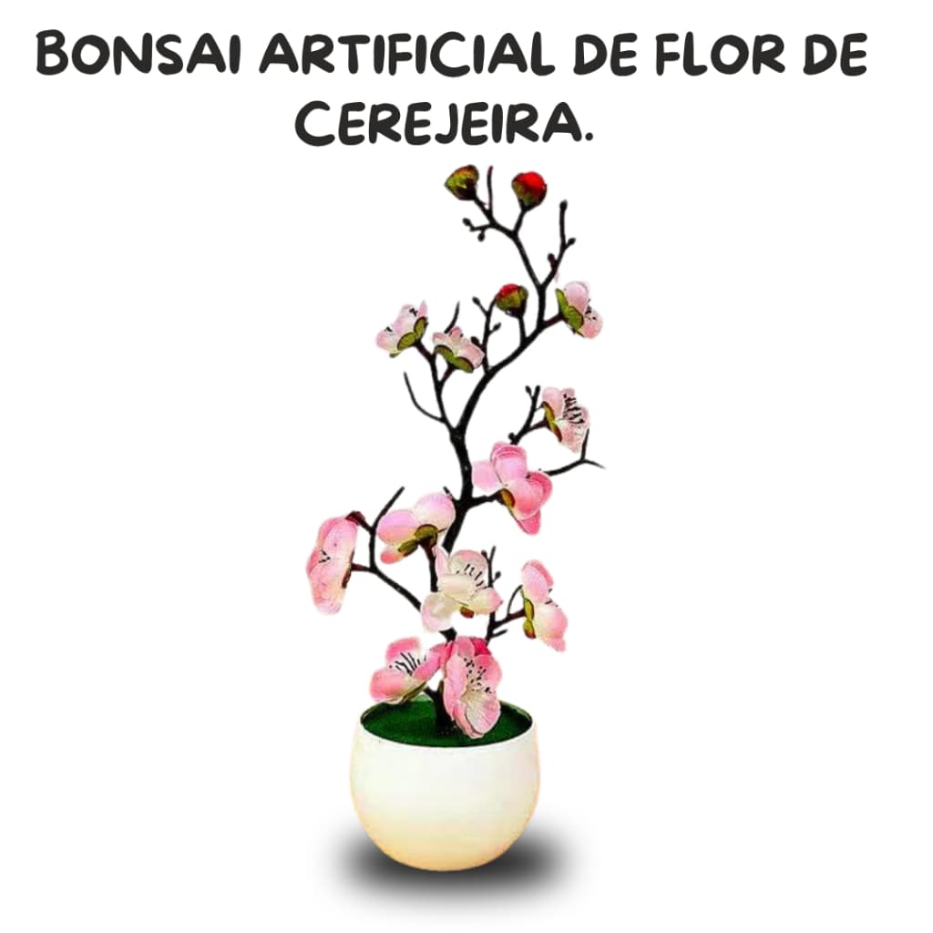 Bonsai Decorativo com Flor de Cerejeira Colorida Rosa Claro – Charme e Vida em Cada Detalhe