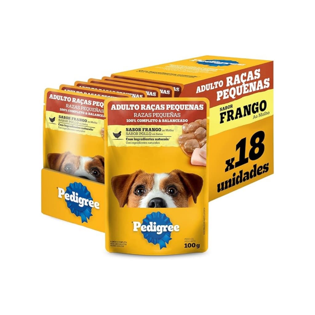 KIT SACHÊ PEDIGREE 18 UNIDADES RAÇAS PEQUENAS FRANGO AO MOLHO