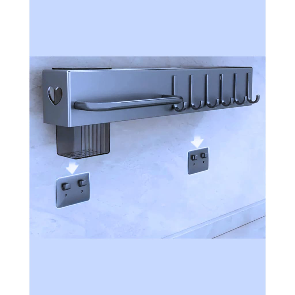 Suporte Organizador para Utensílios de Cozinha 10 Ganchos - Cinza