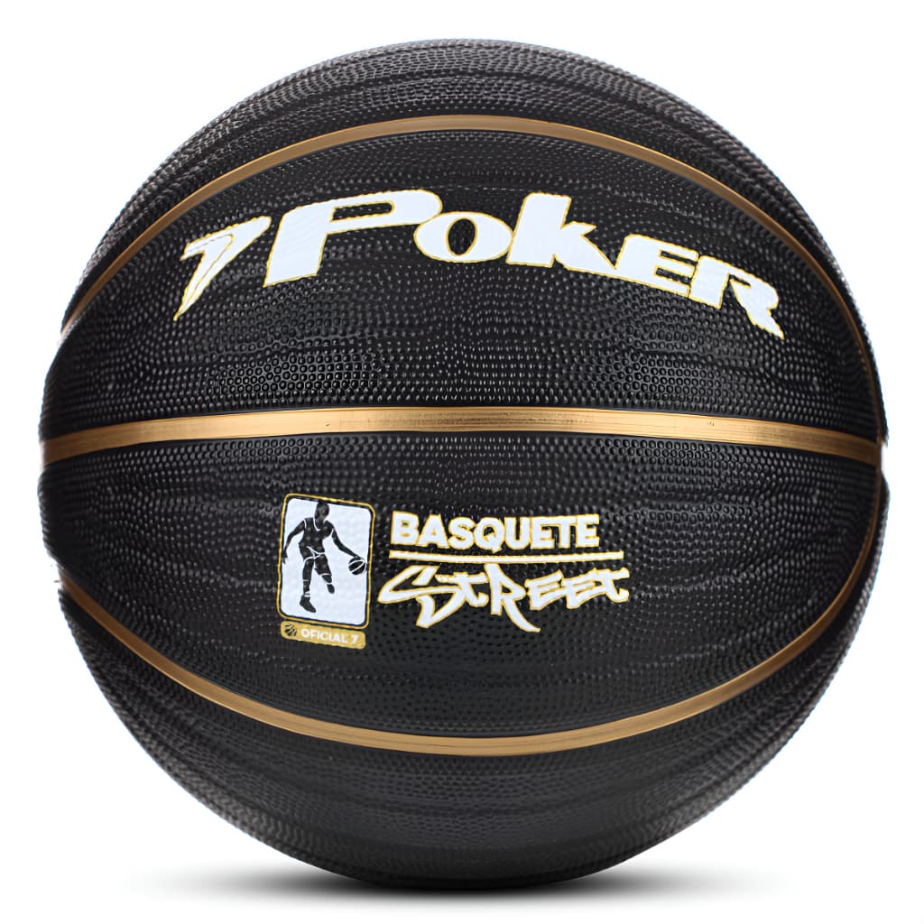 Bola Basquete N°7 Preto Dourado Resistente Rua Treino Jogo Street Poker Profissional Black Durável t