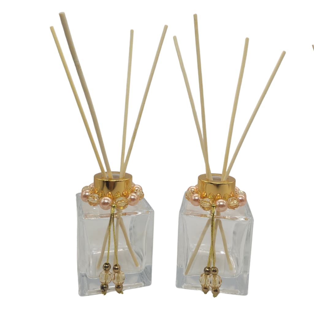 Kit 02- Frascos de Vidro Cubo de 100 Ml para dfifusor de Aromas com enfeite para os frascos
