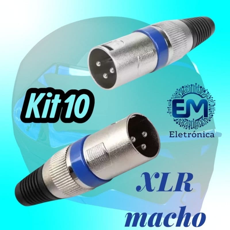 kit 10Plugs Conector Xlr Canon Macho Microfone Dmx 3242 ATACADO