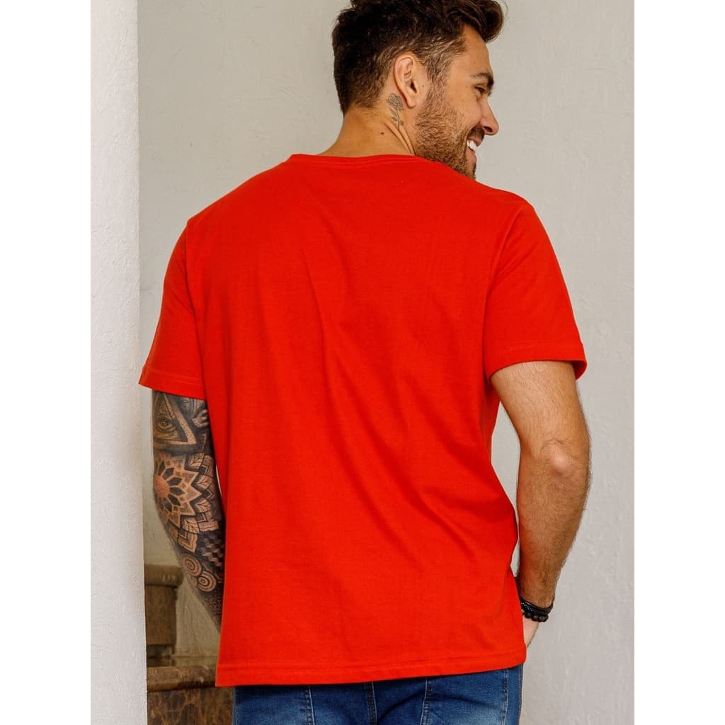 Camiseta Vermelho Casual Unissex Algodão 100% Lisa Leve Premium Vermelha Confortável e Estilosa
