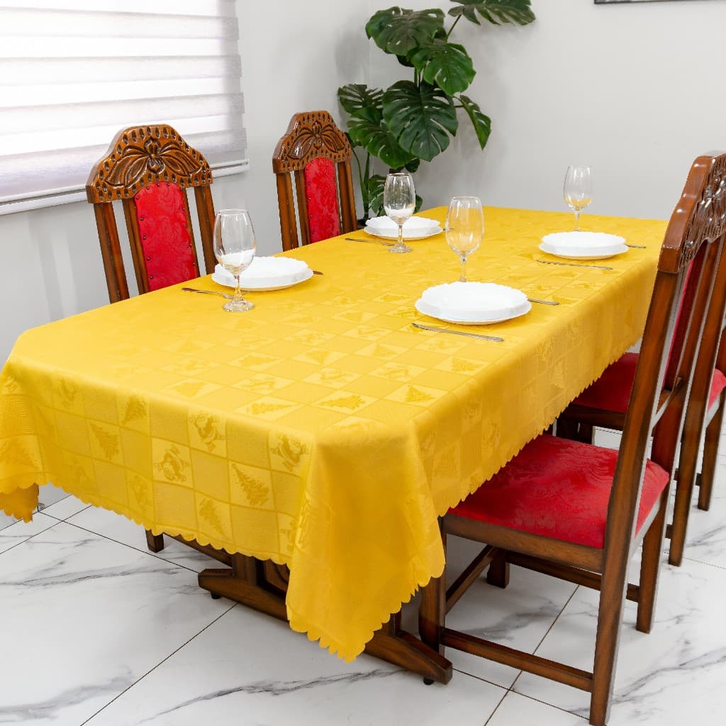 Toalha de Mesa Natalina Jacquard Elegance – Luxo, Brilho e Sofisticação para a Ceia