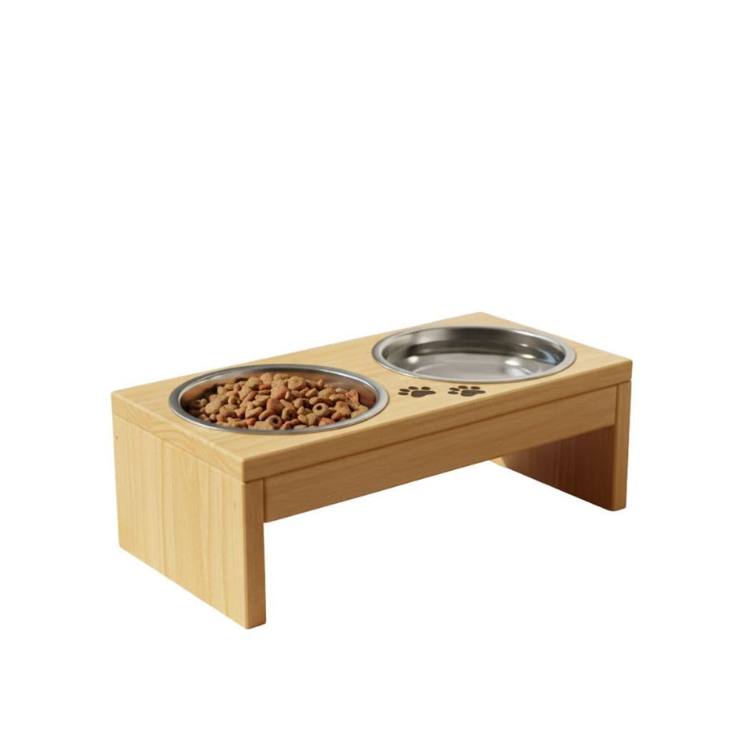 Comedouro Pet Elevado Duplo Cachorro 2 Tigelas Inox 20cm Gato Cão Vasilha Bandeja Pote Ração