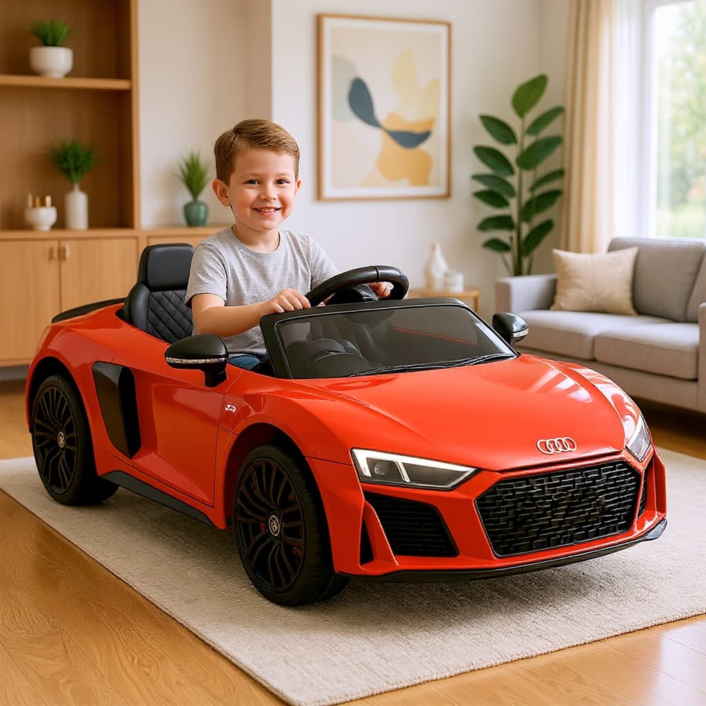Mini Carro Eletrico Infantil Audi R8 Spyder 12V Carrinho c/ Controle Remoto para Crianças 2 a 5 anos