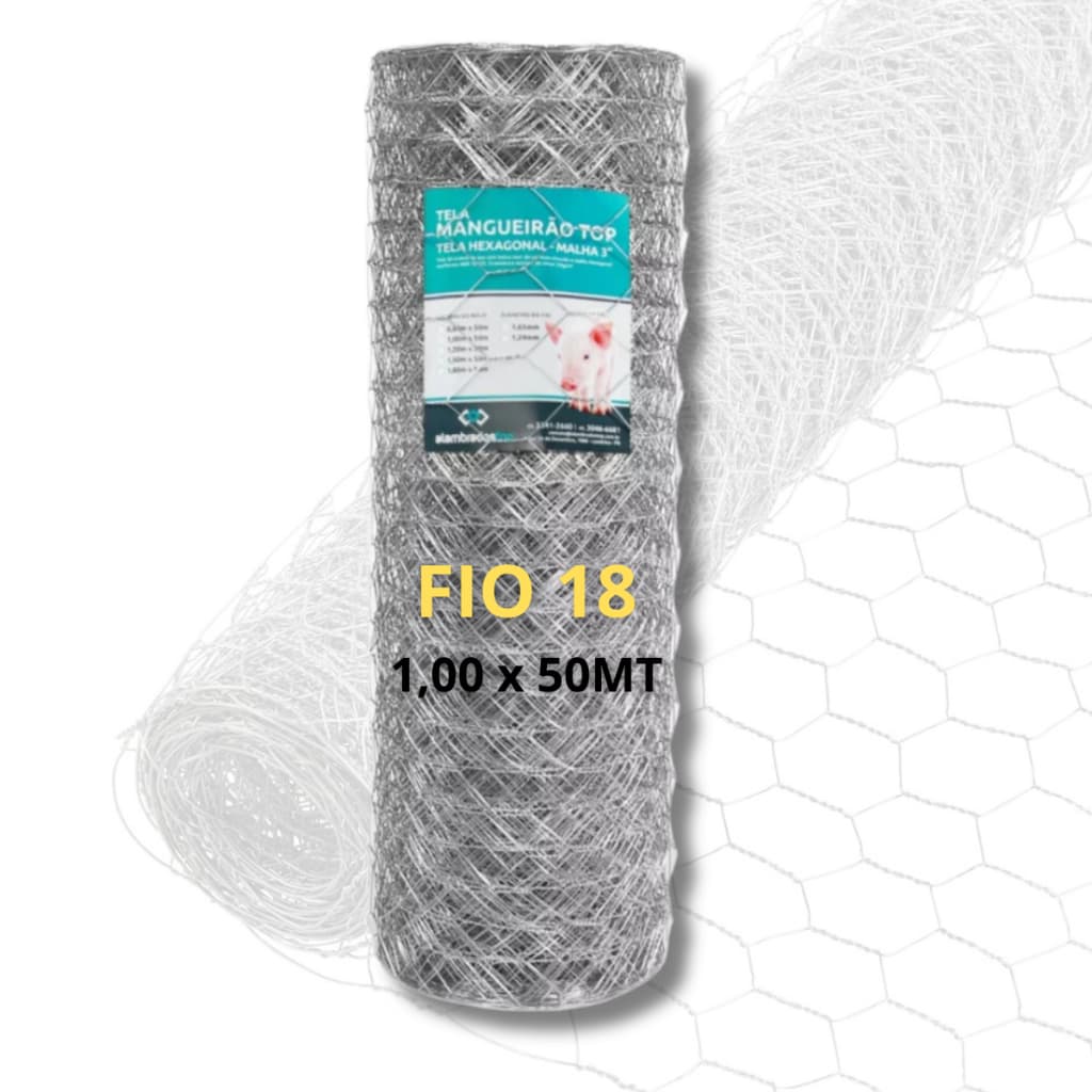 Tela Mangueirão 1,00x50m Galvanizada a Fogo Fio 18 — Para Cercas de Fazendas, Sítios e Criações