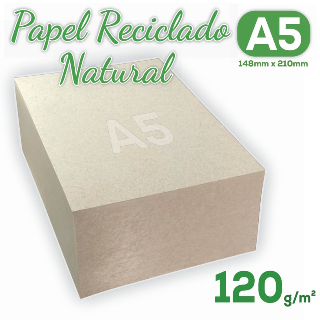 Papel Reciclado A5 120g Pacote com 100 folhas / Premium Eco 148x210mm - Jato de tinta e Laser