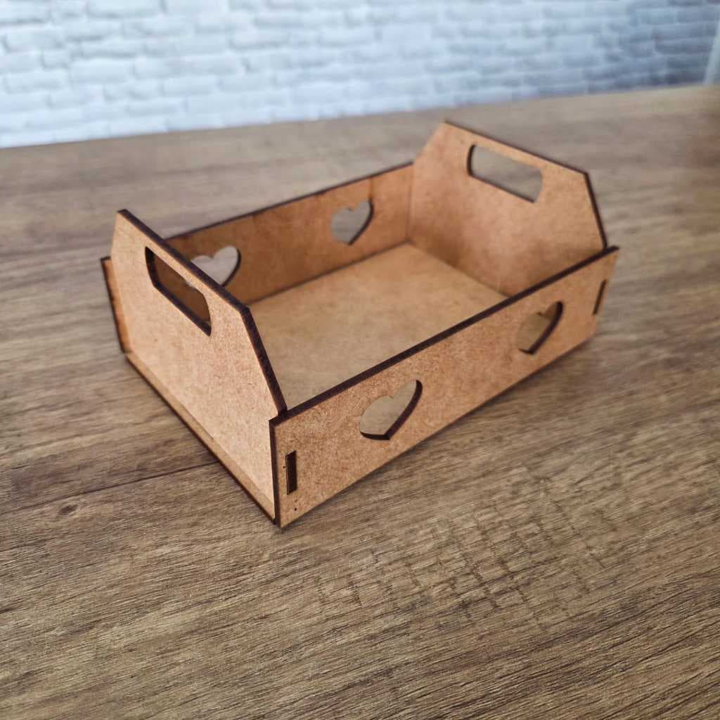 Caixotinhos De Feira em MDF - Dois Corações - Presentes Medidas 15 x 10 x 6 cm