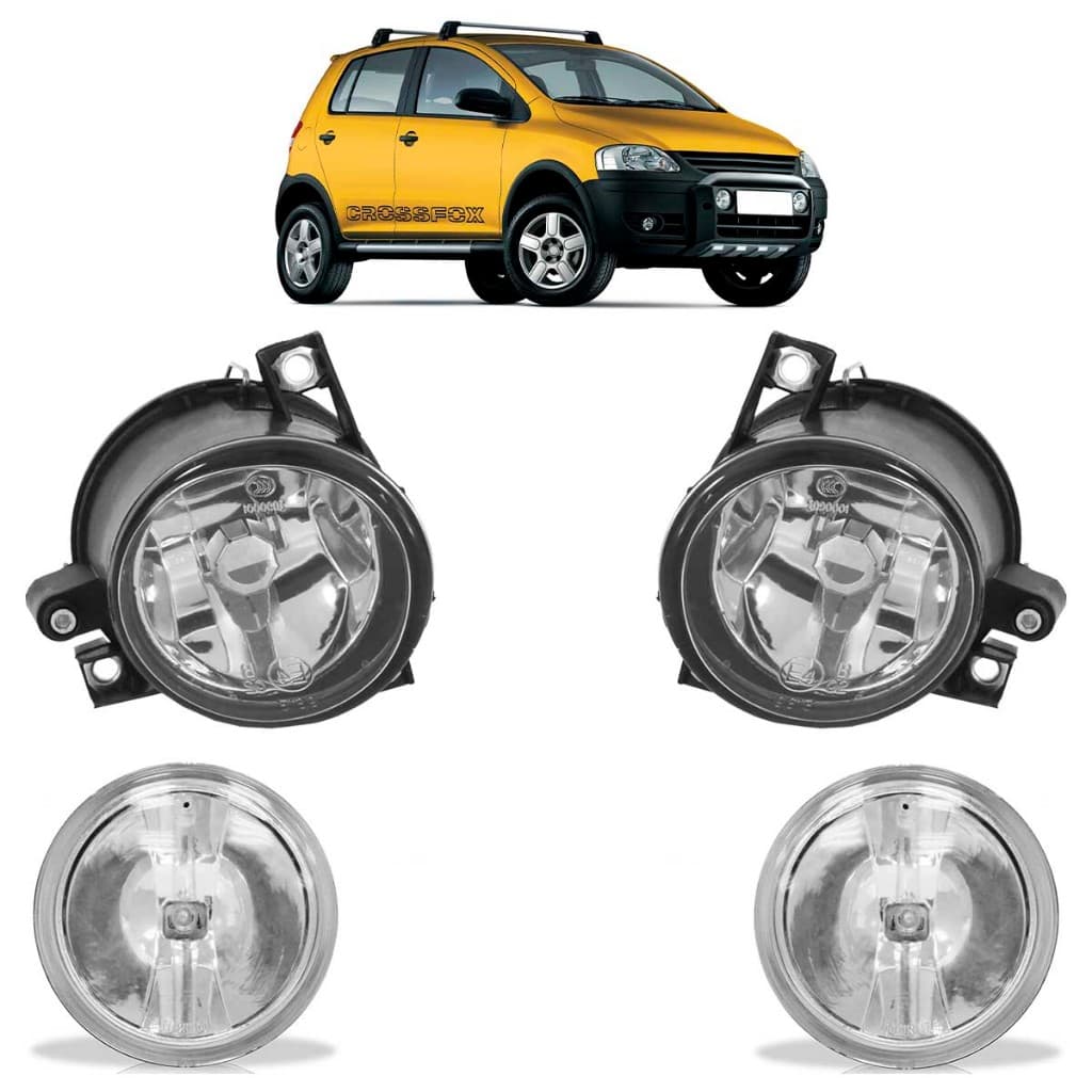 Kit Farol Neblina + Farol De Milha Crossfox Gol Rallye Saveiro Parati Surf G4 2005 2006 2007 2008 2009 2010