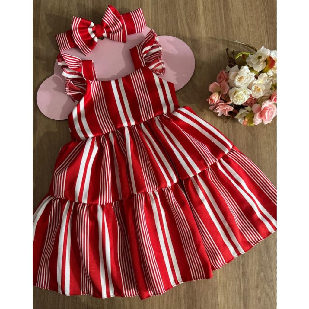 Vestido Infantil Menina infantil natal criança vermelho festa social casual Xadrez