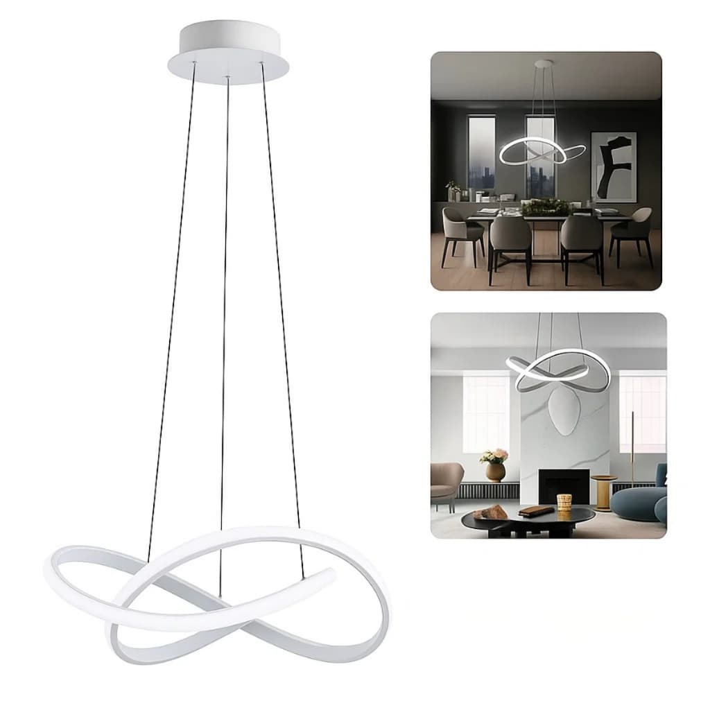 Lustre Pendente Branco Moderno Infinito Luminária LED Para Sala De Jantar