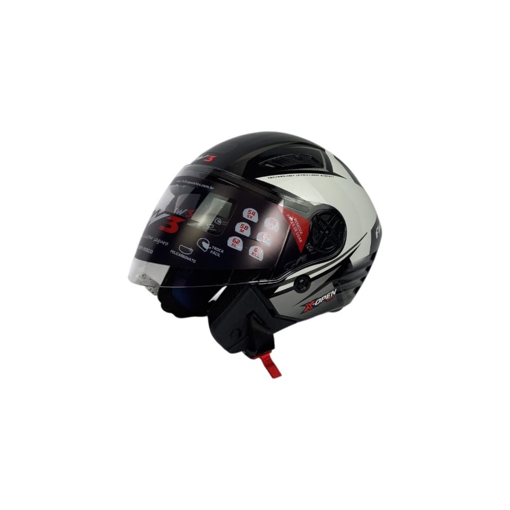 Capacete Fw3 X Open Up Star Grafite C/ Óculos Interno