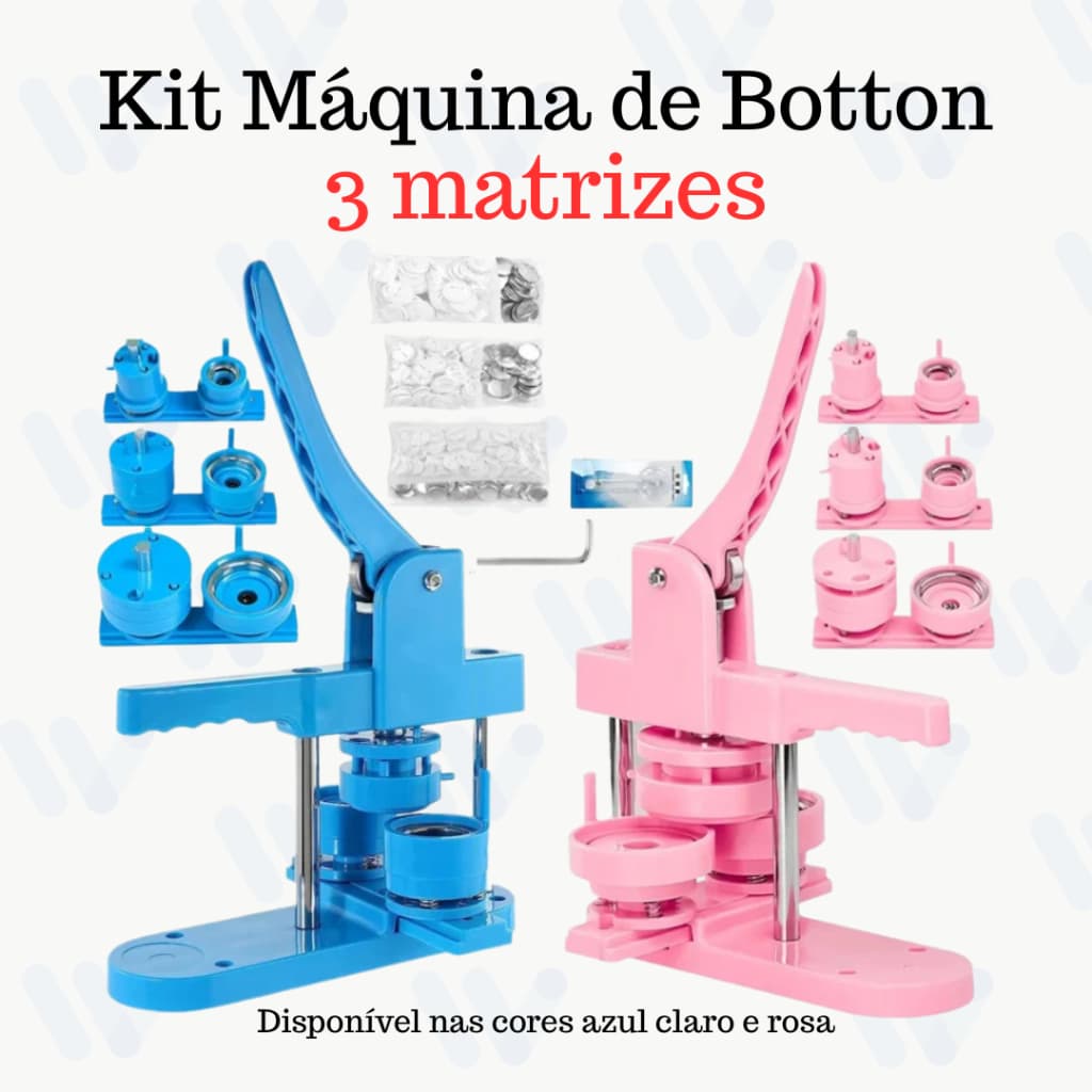 Kit Completo Máquina de Bottons REDONDA ou QUADRADA com INSUMOS – DIY Fácil e Divertido!